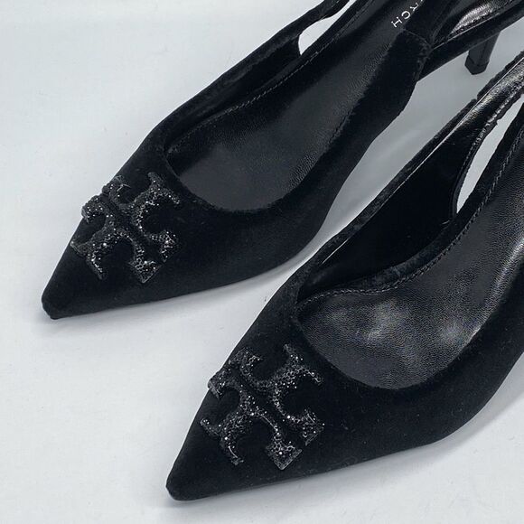 Tory Burch Eleanor Pavé Velvet Slingback Pointed Toe Pump size 6 - Picture 7 of 16